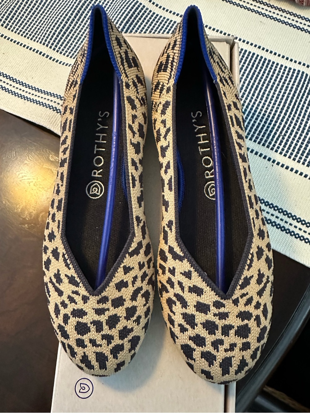 Rothy's Women's Leopard-Print Knit Flats-Brown-and- Beige Size 9
